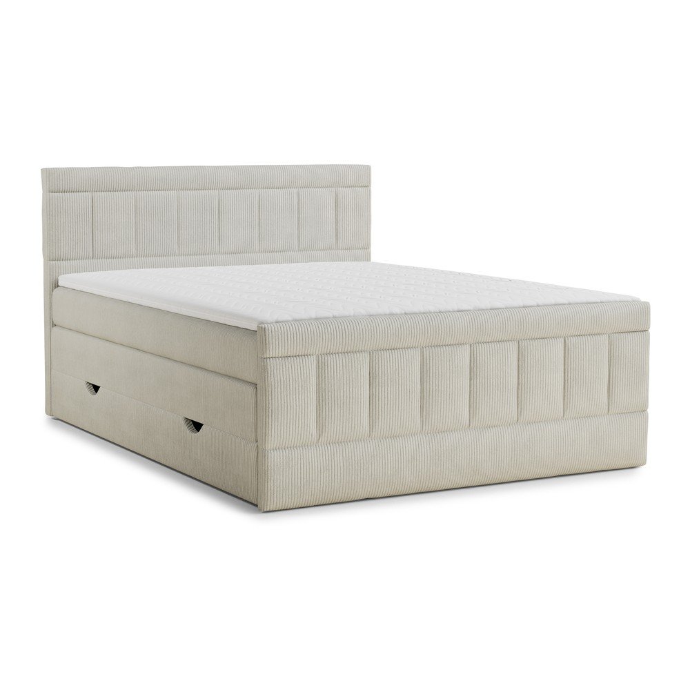 Bézs ágyneműtartós boxspring ágy 200x200 cm Caya – Maison de Rêve