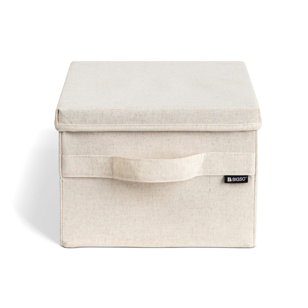 Bézs fedeles textil tárolódoboz 27x36x19 cm Soft Storage Small – Bigso