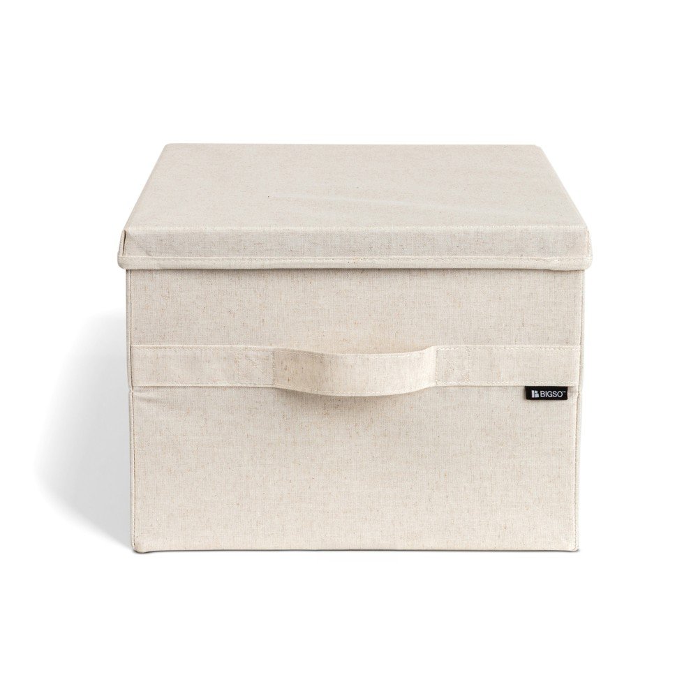 Bézs fedeles textil tárolódoboz 36x46x25 cm Soft Storage Large – Bigso