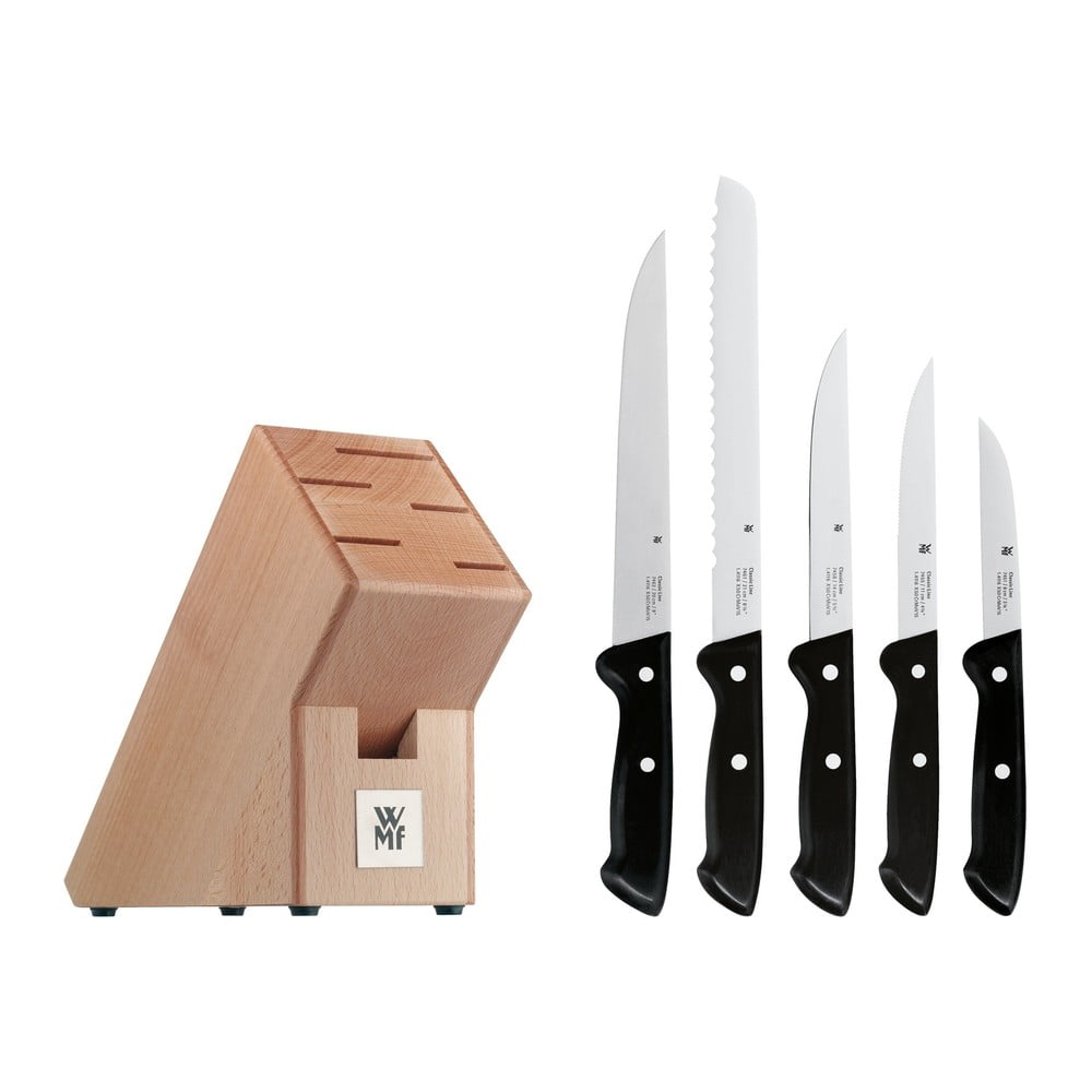 Cromargan® Classic 5 db-os késkészlet rozsdamentes acélból késtartóval - WMF