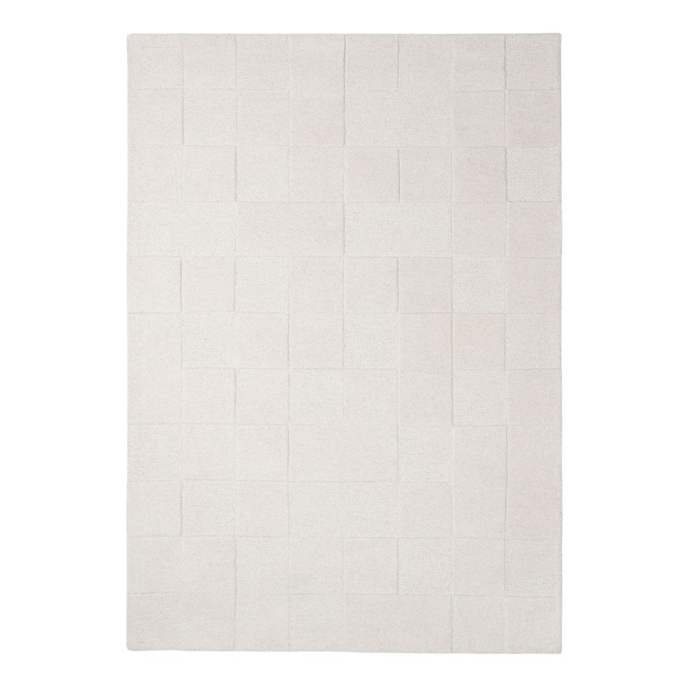 Elefántcsont színű kézi szövésű gyapjú szőnyeg 120x170 cm Checkerboard – Flair Rugs