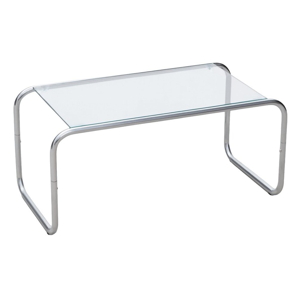Ezüstszínű dohányzóasztal üveg asztallappal 40x80 cm Ventana – Leitmotiv