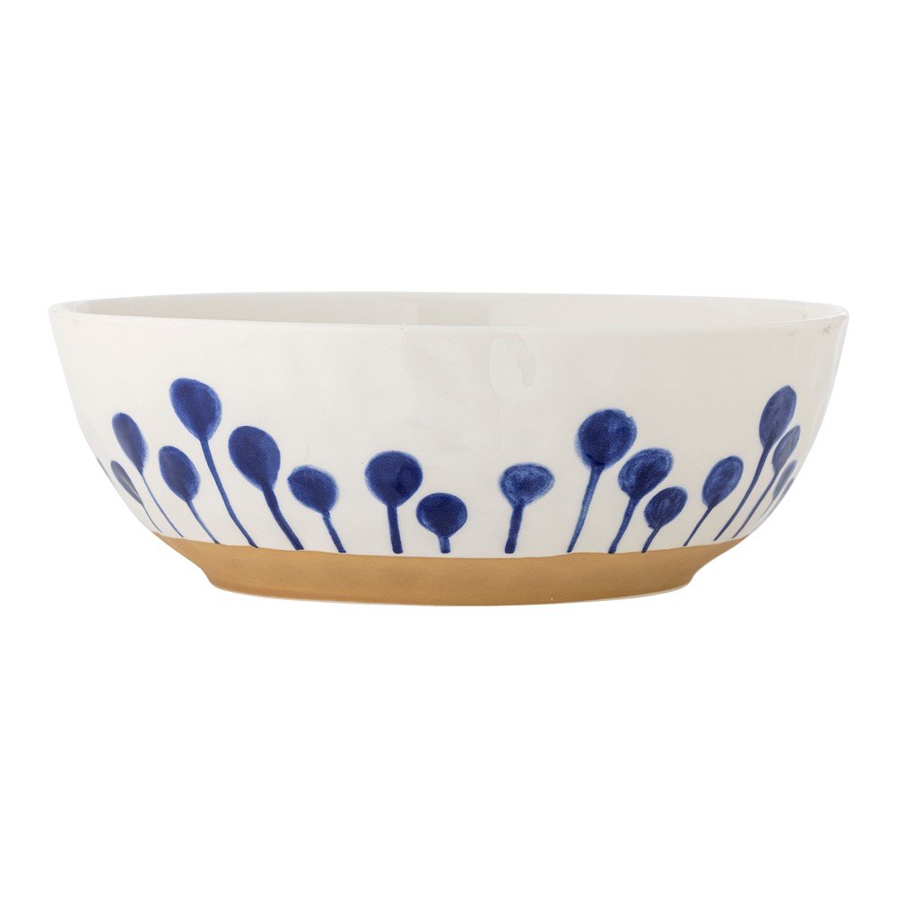 Fehér-kék kerámia tál ø 28 cm Linora – Bloomingville