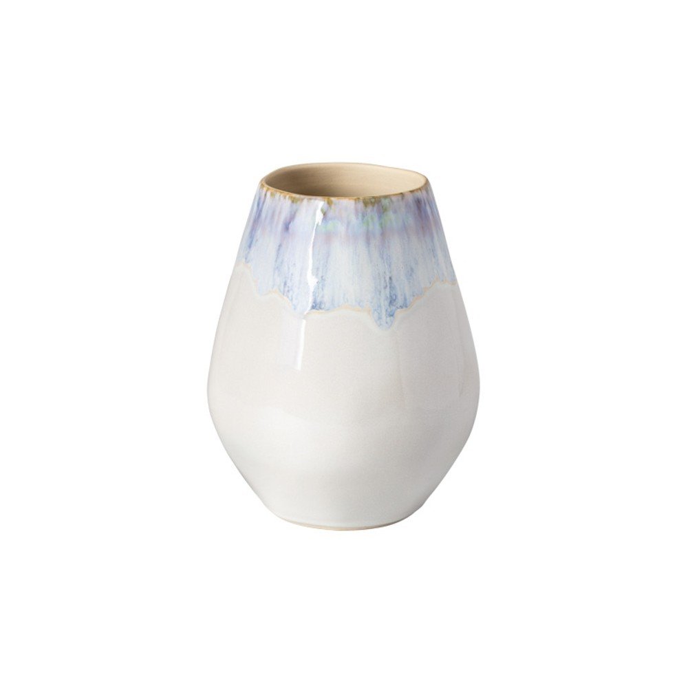 Fehér-kék kőedény kézzel festett váza (magasság 20 cm) Brisa – Costa Nova