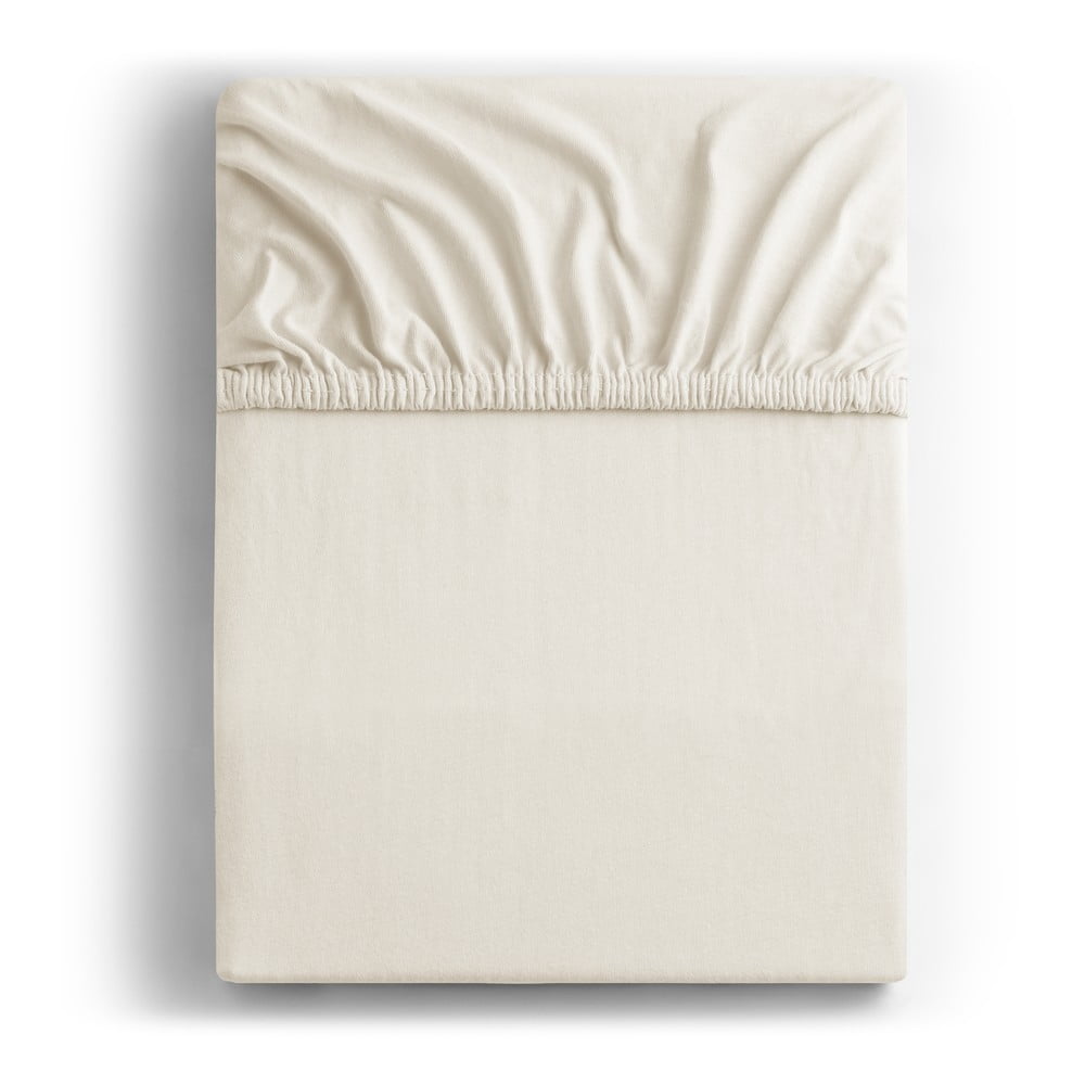 Fehér-krémszínű gumis jersey lepedő 160x200 cm Amber – Restilo