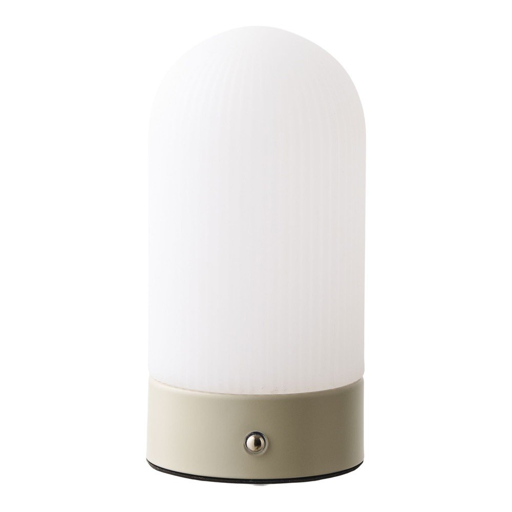 Fehér-szürkésbarna fém asztali lámpa műanyag búrával (magasság 18 cm) Ashford – House Nordic