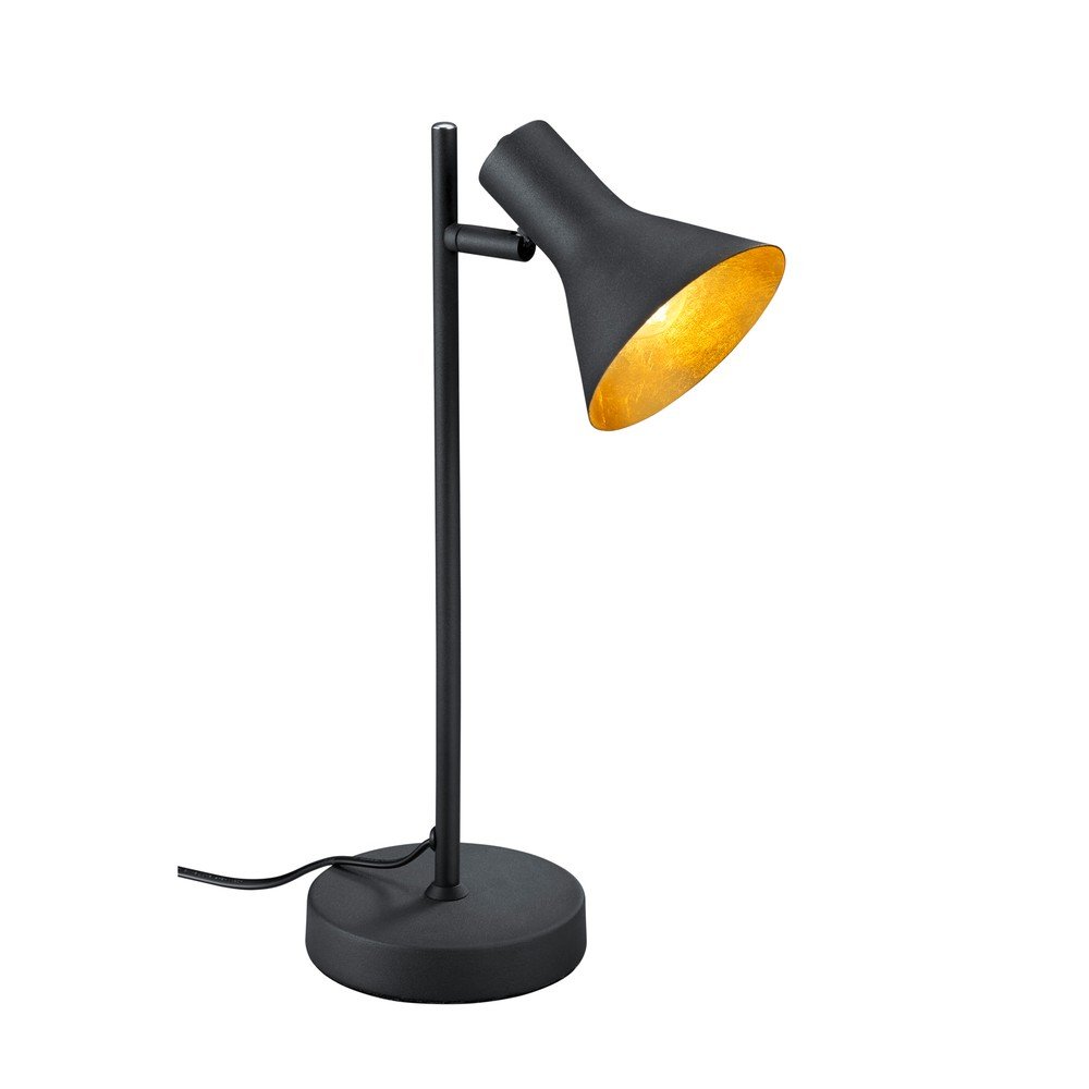 Fekete fém asztali lámpa fém búrával (magasság 39 cm) Nina – Reality