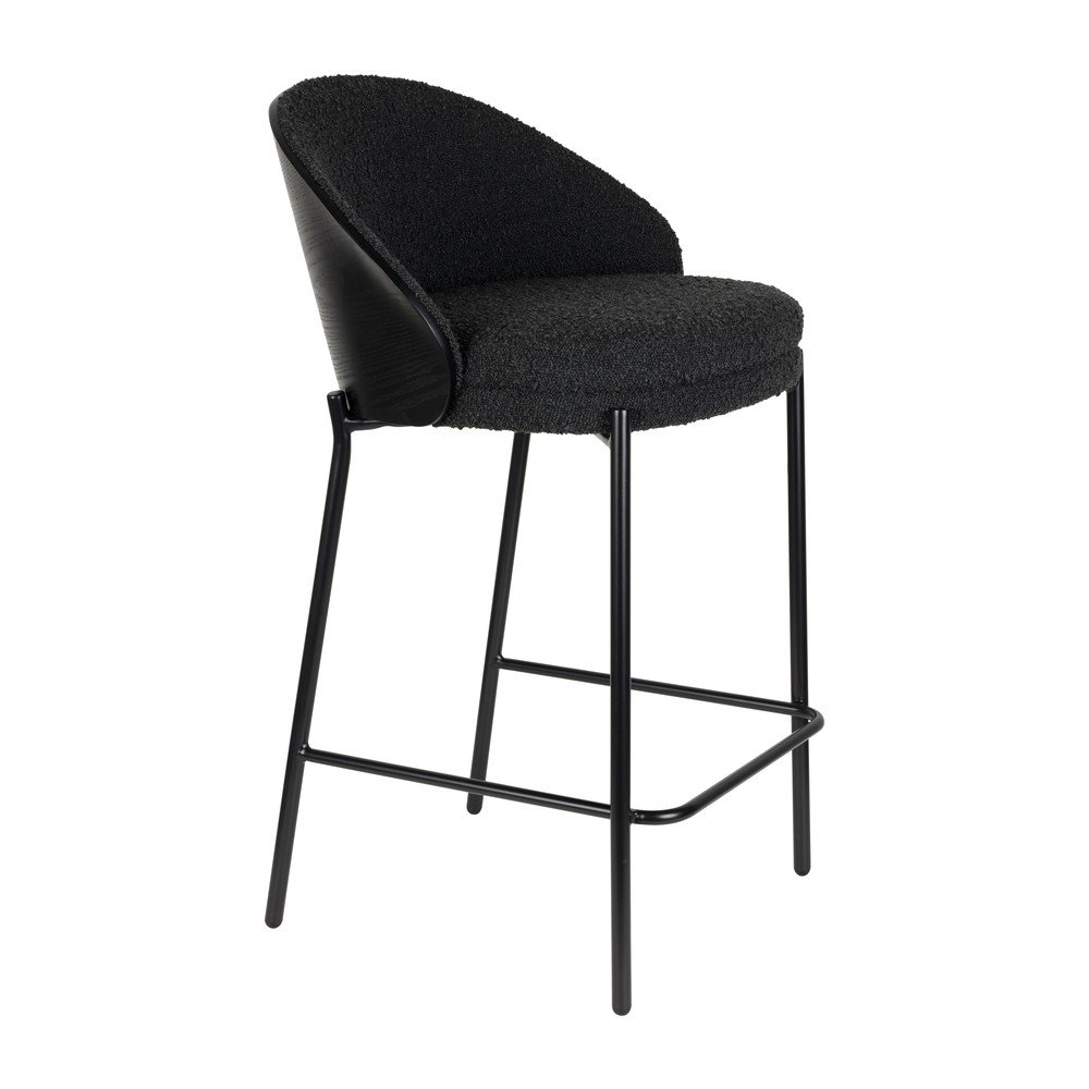Fekete kárpitozott bárszék (ülésmagasság 65 cm) Rodin – Dutchbone