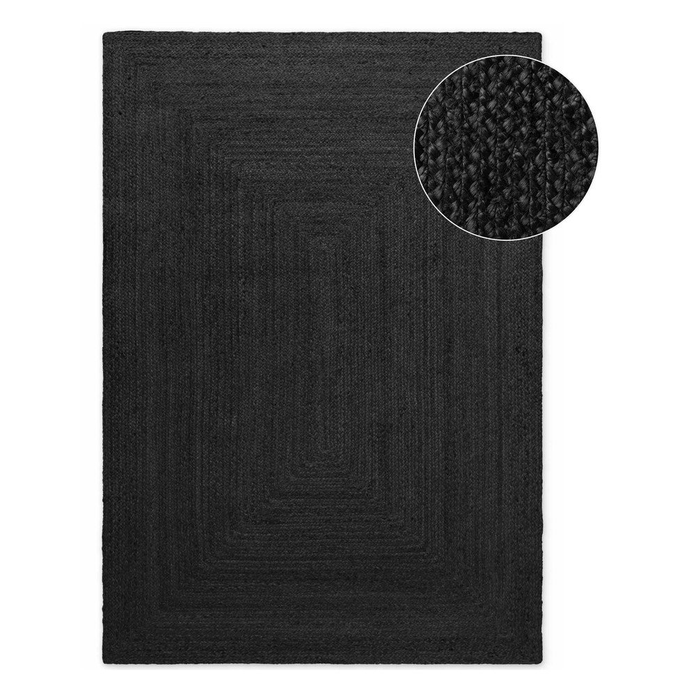 Fekete kétoldalas-kézi szövésű juta szőnyeg 200x300 cm Juno – Hanse Home