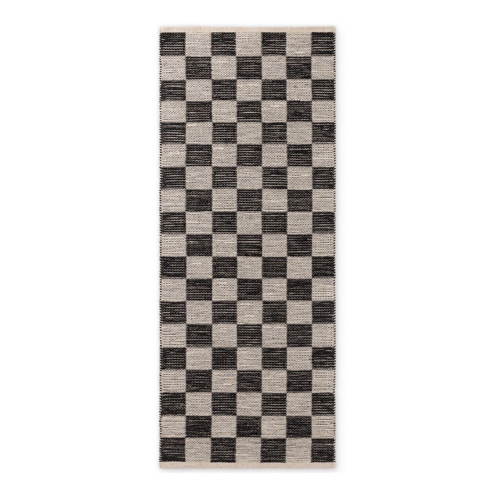 Fekete-krémszínű kétoldalas-kézi szövésű jutakeverék futószőnyeg 80x200 cm Rex – Hanse Home