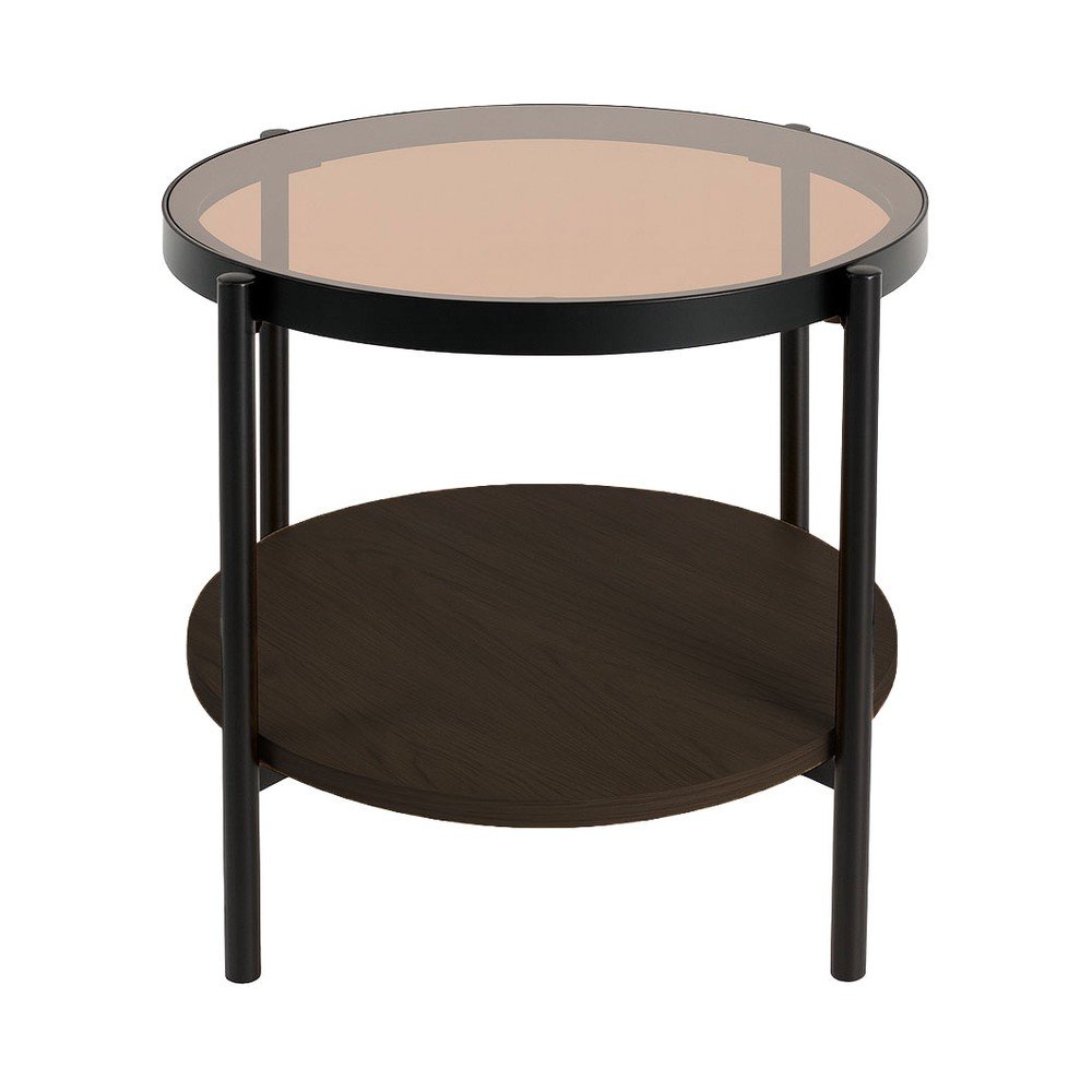 Kerek tárolóasztal üveg asztallappal ø 48 cm Hassel – Unique Furniture