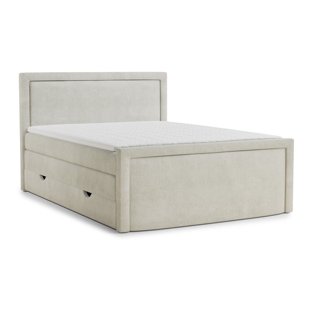 Krémszínű ágyneműtartós boxspring ágy 200x200 cm Fresco – Maison de Rêve