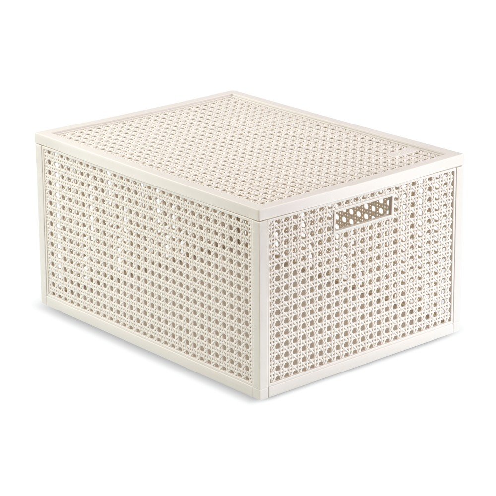 Krémszínű fedeles újrahasznosított műanyag tárolódoboz 30x38x21 cm Kaya – Curver