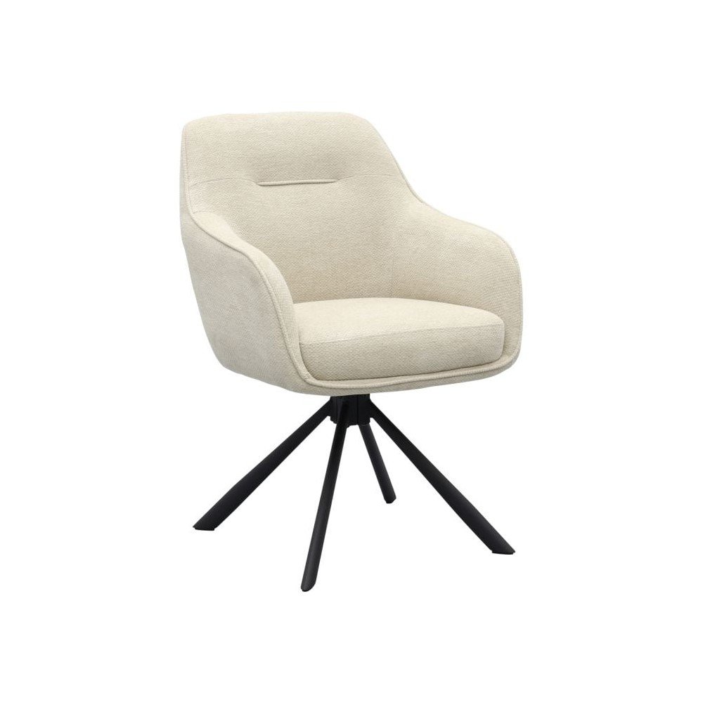 Krémszínű kárpitozott karfás étkezőfotel Avola – Unique Furniture