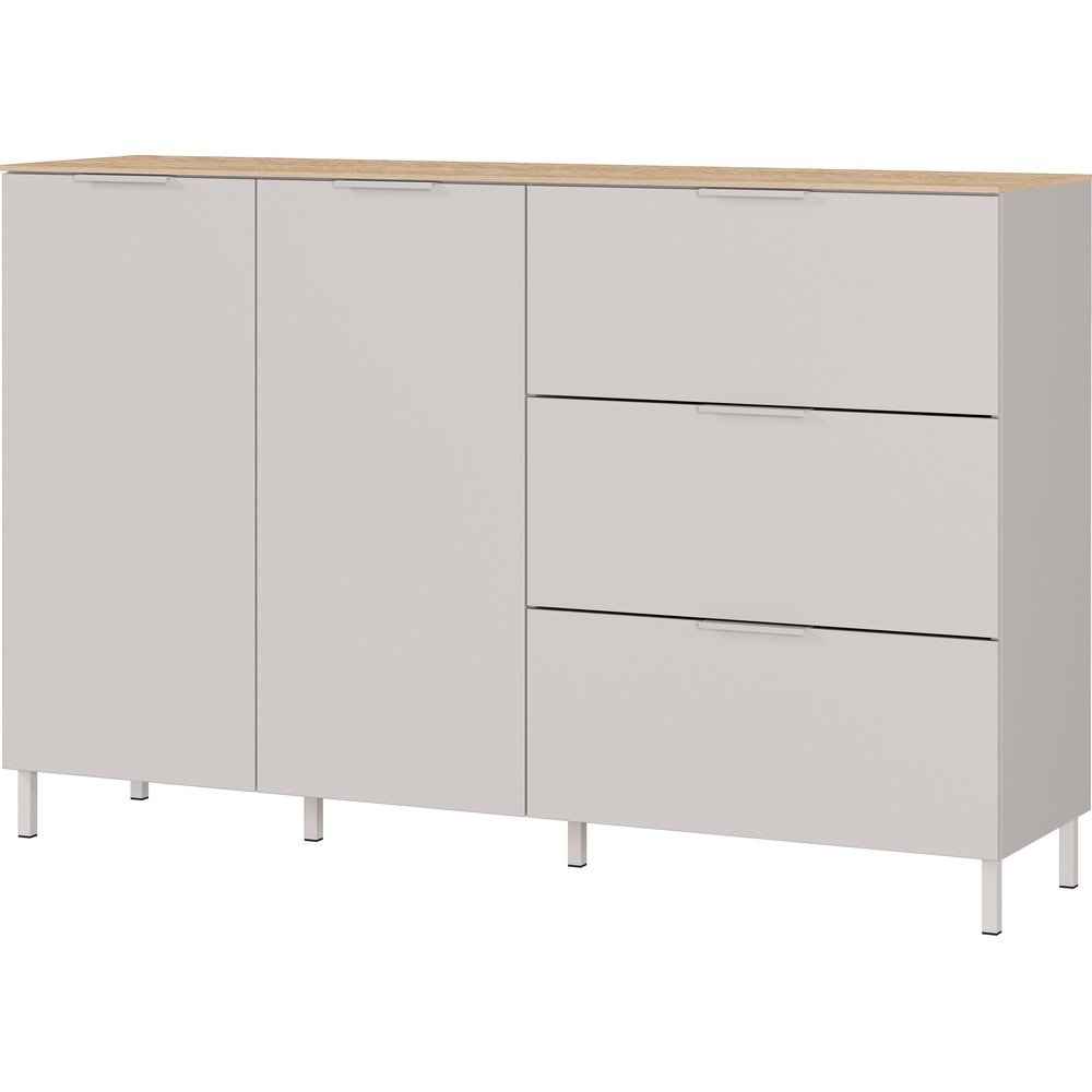Krémszínű matt komód 151x98x40 cm Savoca – Germania