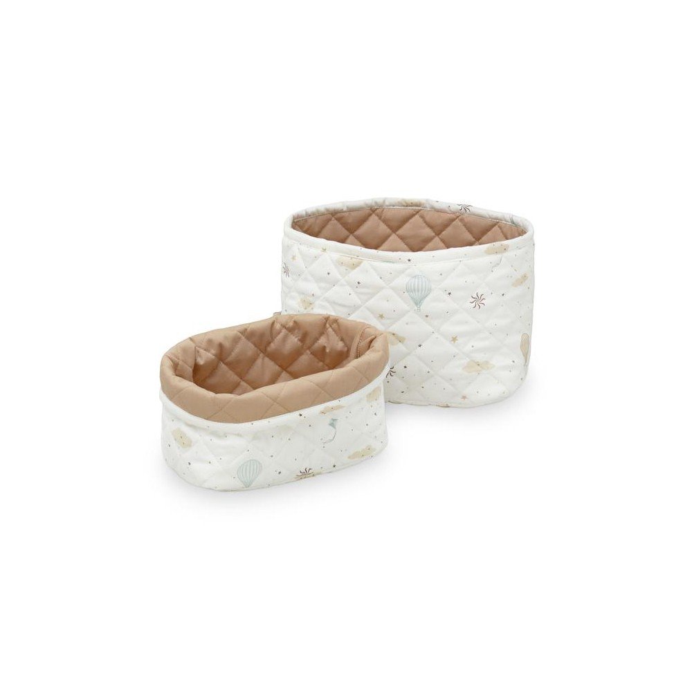 Krémszínű-világosbarna textil játéktároló kosár szett 2 db-os ø 24x17 cm Dreamland/Camel – Cam Cam Copenhagen