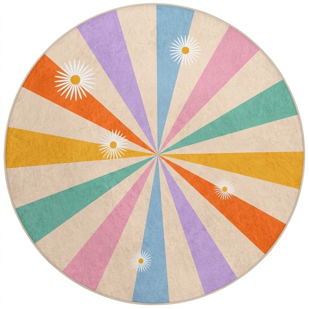 Mosható gyerek szőnyeg ø120 cm Rainbow Daisy – Mila Home
