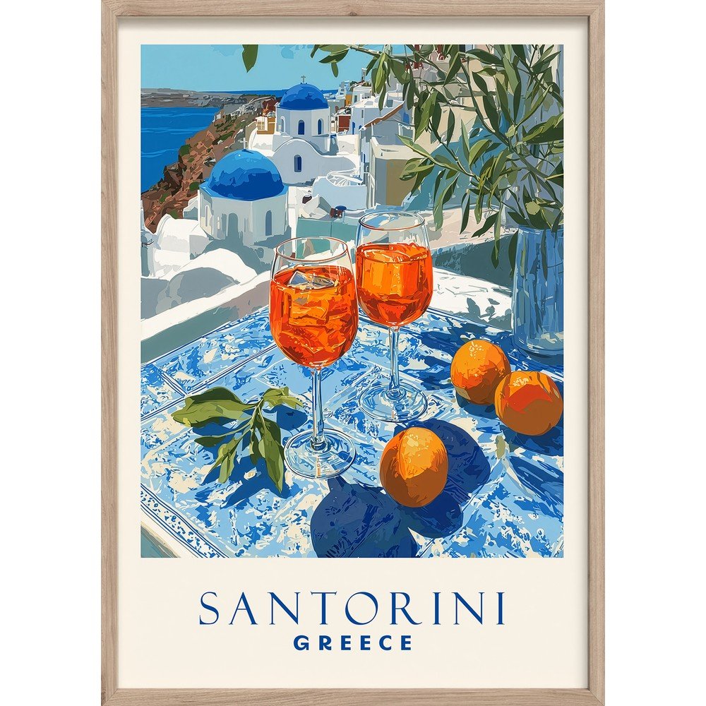 Nyomtatott keretezett kép 50x70 cm Santorini – Styler