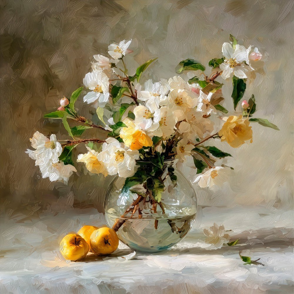 Nyomtatott keretezett kép 70x70 cm Apple Flowers – Styler