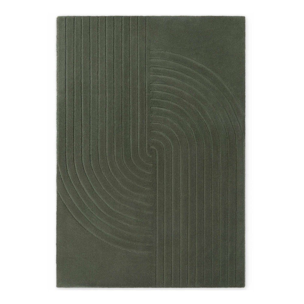 Sötétzöld kézi szövésű gyapjú szőnyeg 160x230 cm Arcura – Vikosa
