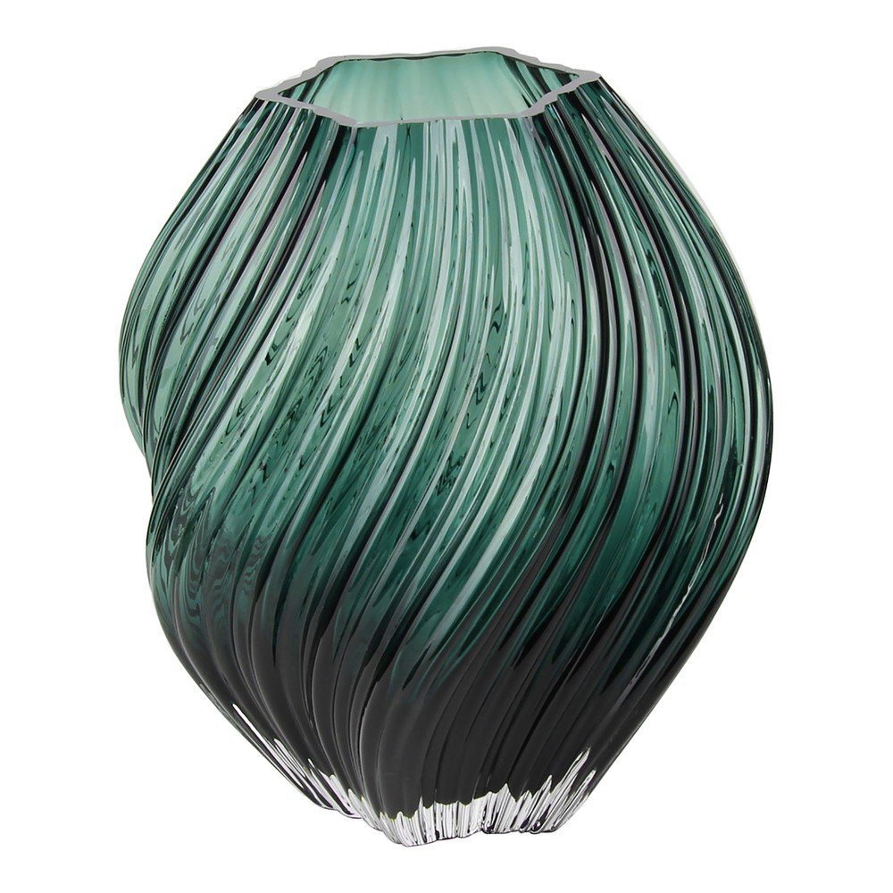 Sötétzöld kézzel készített üveg váza (magasság 23 cm) – House Nordic
