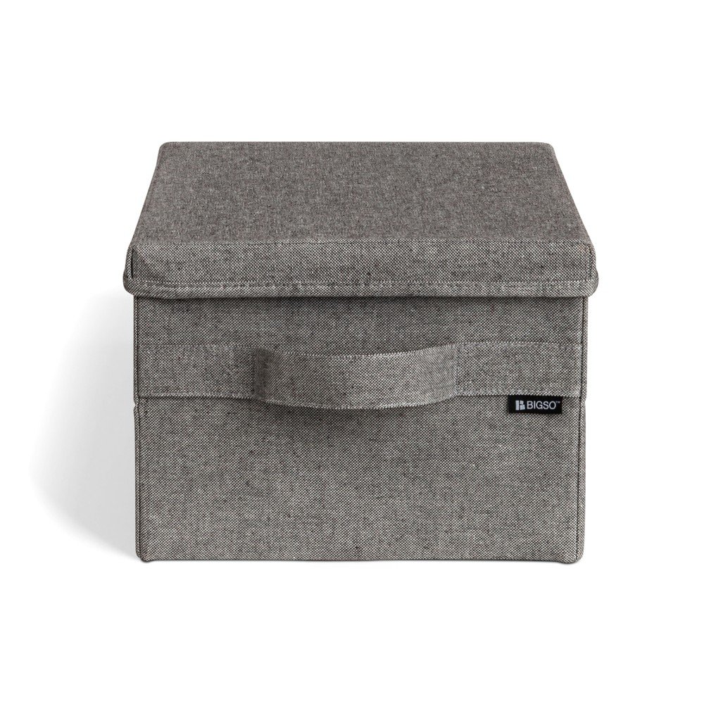 Szürke fedeles textil tárolódoboz 27x36x19 cm Soft Storage Small – Bigso