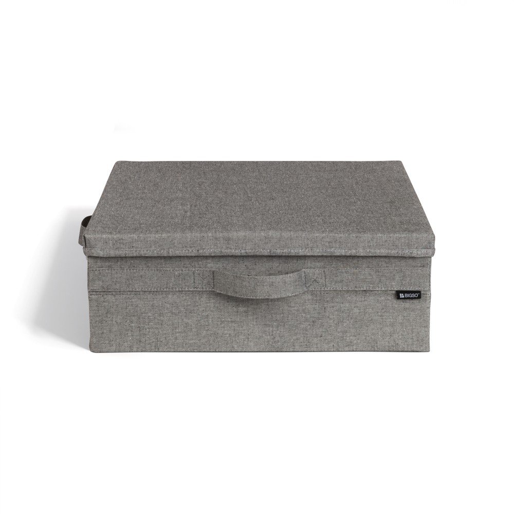 Szürke fedeles textil tárolódoboz 46x56x16 cm Soft Storage Low – Bigso