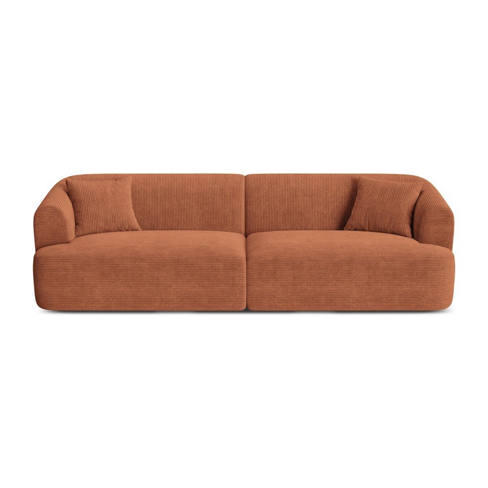 Terrakotta színű kordbársony kanapé 255 cm Campi – Cosmopolitan Design