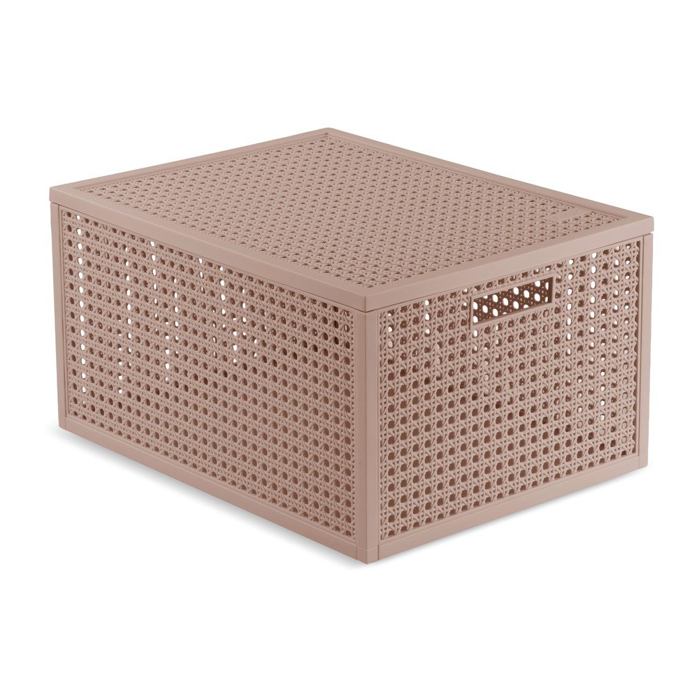Törtrózsaszín fedeles újrahasznosított műanyag tárolódoboz 30x38x21 cm Kaya – Curver