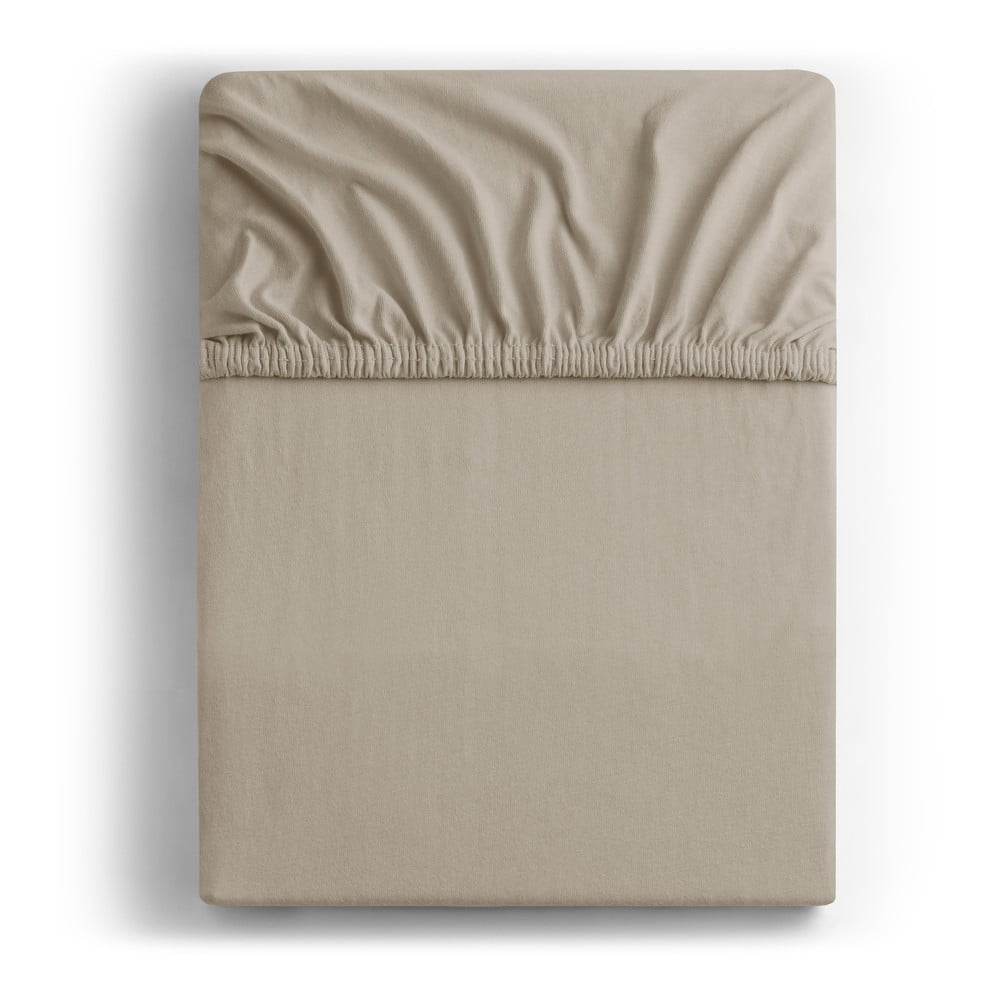 Világosbarna gumis jersey lepedő 160x200 cm Amber – Restilo