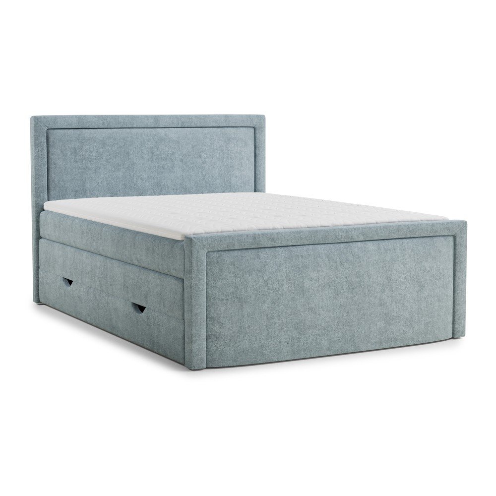 Világoskék ágyneműtartós boxspring ágy 200x200 cm Fresco – Maison de Rêve