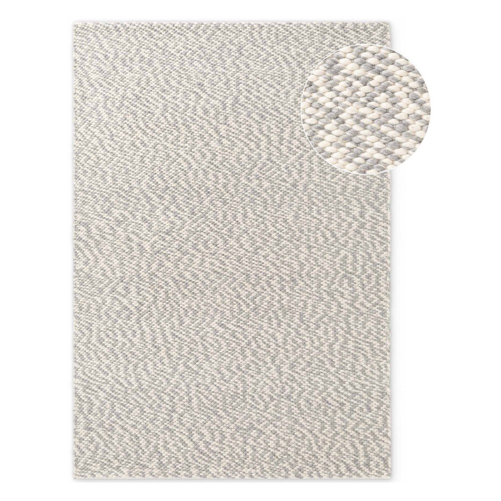 Világosszürke-krémszínű kézi szövésű gyapjú szőnyeg 200x290 cm Lyon Beans – Elle Decoration