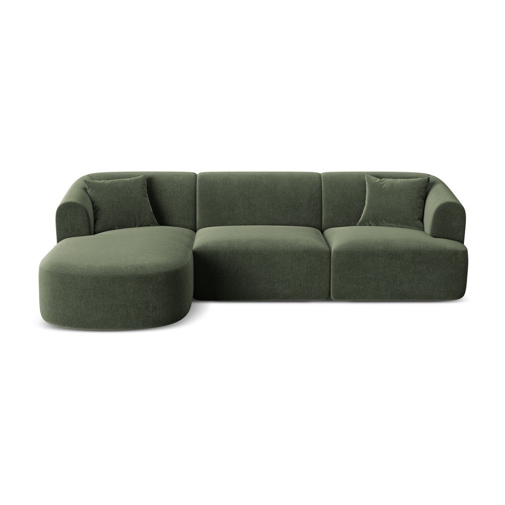 Zöld bársony sarokkanapé (bal oldali-heverő résszel) Campi – Cosmopolitan Design