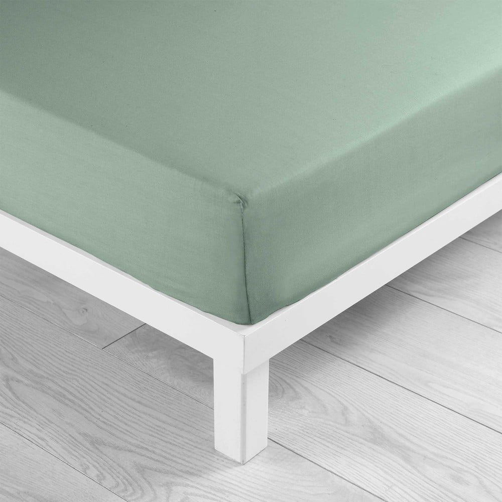 Zöld gumis pamut lepedő 90x190 cm Lina – douceur d'intérieur