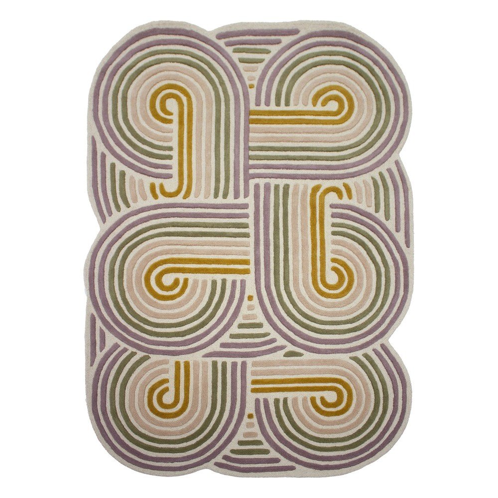 Zöld kézi szövésű gyapjú szőnyeg 160x230 cm Spiral Shaped  – Flair Rugs