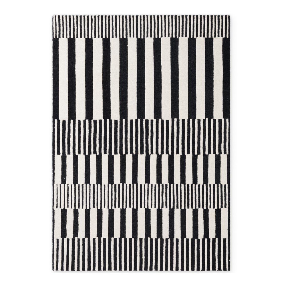 Fekete-fehér kézi szövésű gyapjú szőnyeg 200x290 cm Stryve Pulse – Elle Decoration
