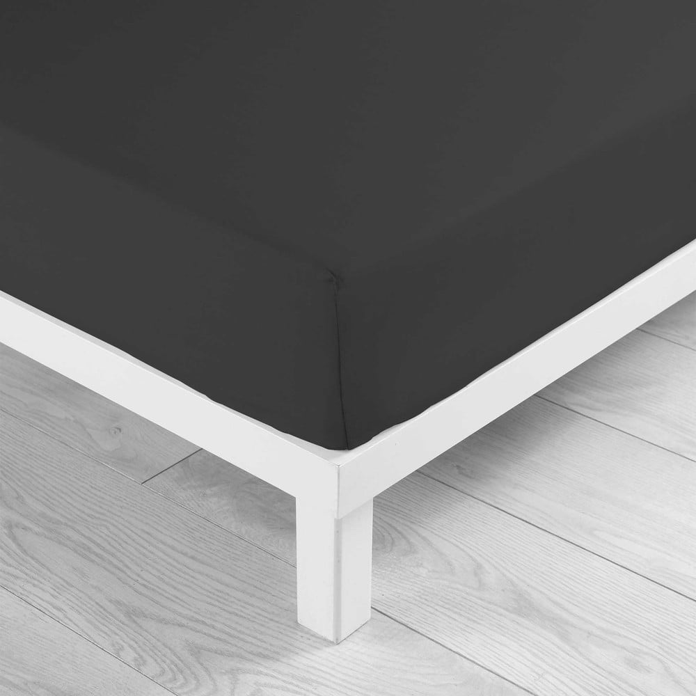 Fekete gumis pamut lepedő 90x190 cm Lina – douceur d'intérieur