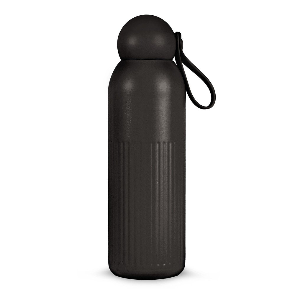 Fekete rozsdamentes acél termopalack szívószállal 500 ml Tekla – Sagaform