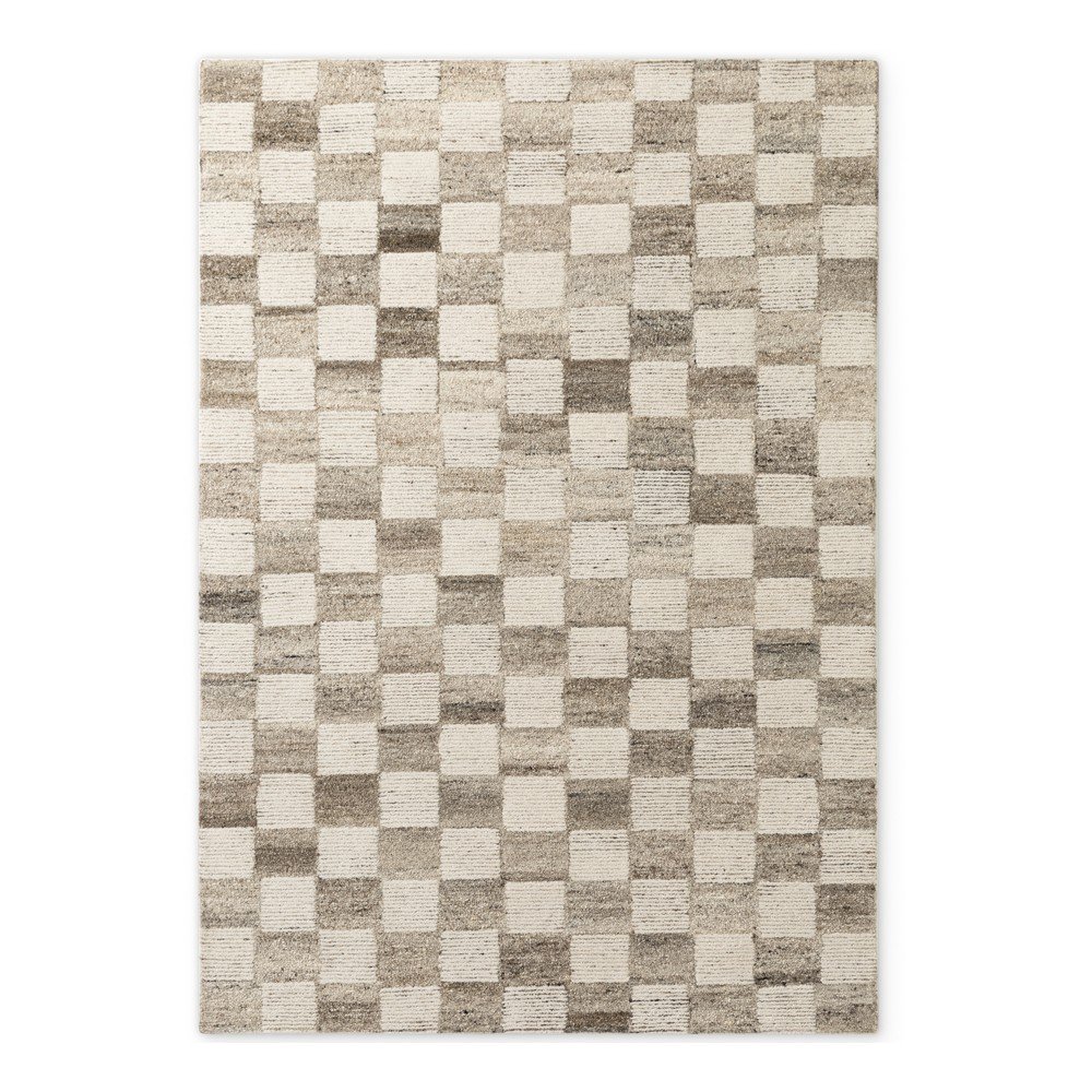 Krémszínű kézi szövésű gyapjú szőnyeg 160x230 cm Boho 1.0 Quadra – Vikosa