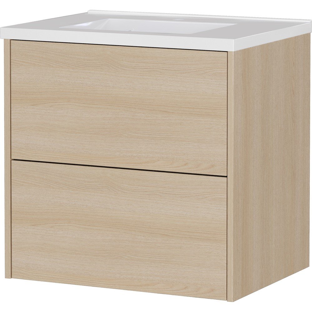 Natúr színű fali mosdó alatti szekrény tölgyfa dekorral 61x61 cm Bodera – Germania