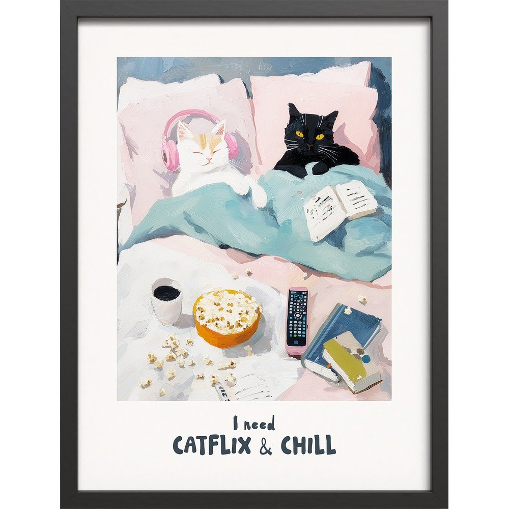 Nyomtatott keretezett kép 30x40 cm Catflix – Styler