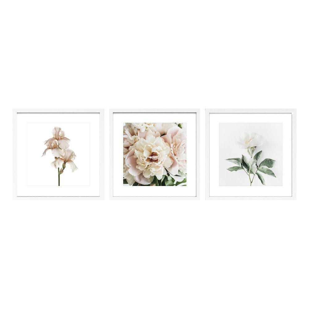 Nyomtatott keretezett kép szett 3 db-os 30x30 cm Posy – Styler
