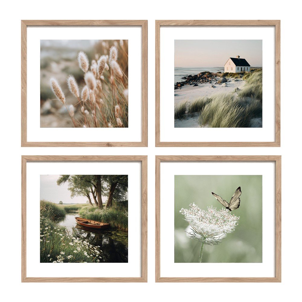 Nyomtatott keretezett kép szett 4 db-os 30x30 cm Subtle Nature – Styler