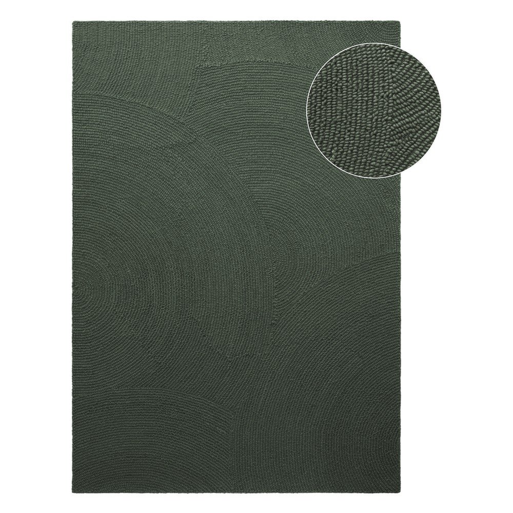 Sötétzöld kézi szövésű gyapjú szőnyeg 200x300 cm Calmio – Hanse Home