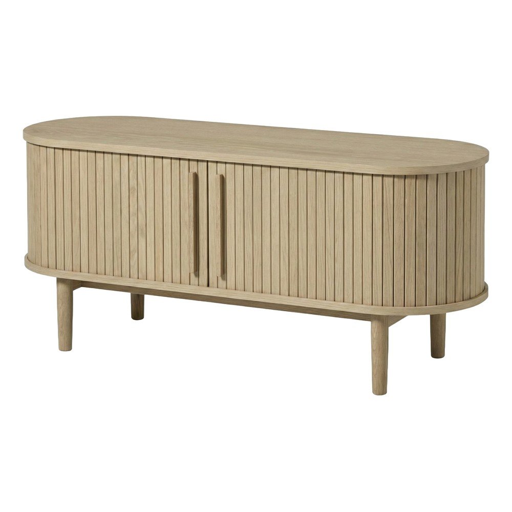 Világos natúr színű TV-állvány tölgyfa dekorral 140x56x40 cm Meta – Unique Furniture