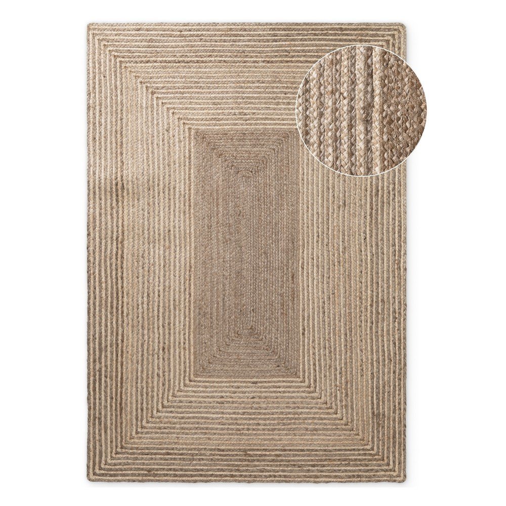 Világos natúr színű-sötét natúr színű kétoldalas-kézi szövésű juta szőnyeg 120x170 cm Juno – Hanse Home