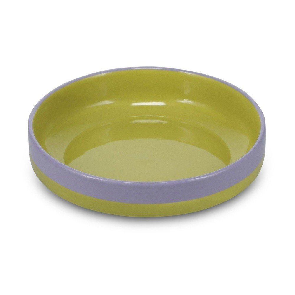 Zöld-lila mély kőedény tányér ø 21 cm Duo – ONA