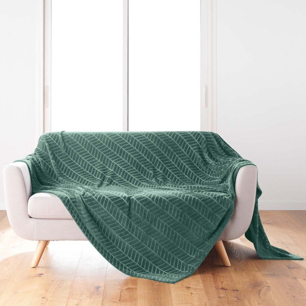 Zöld mikroflanel ágytakaró 180x220 cm Arya – douceur d'intérieur