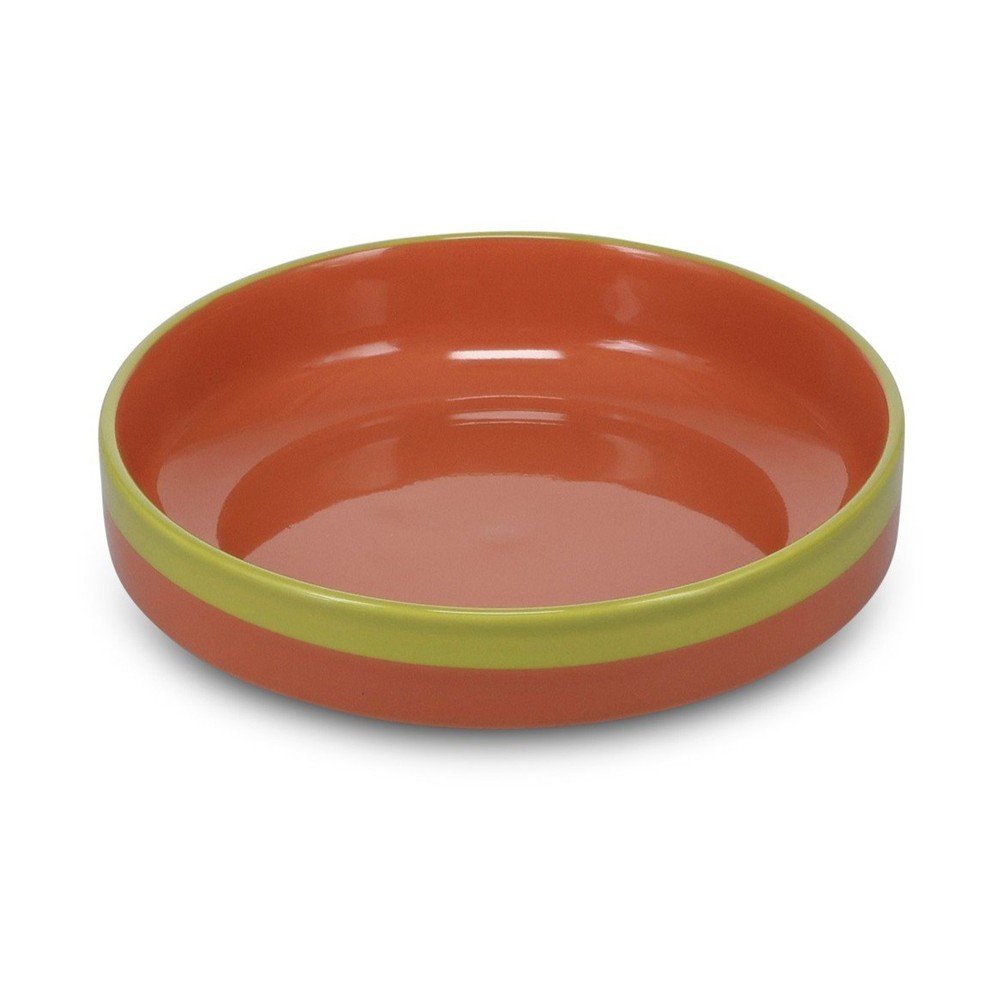 Zöld-narancssárga mély kőedény tányér ø 21 cm Duo – ONA