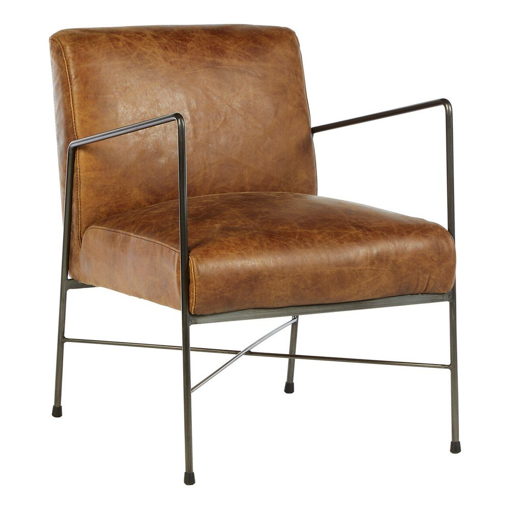 Barna bőr fotel Hoxton – Premier Housewares